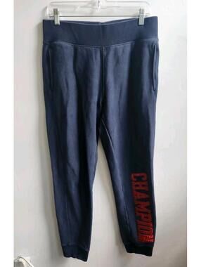 Champion Sweatpants Women Medium Reverse Weave Blue Red Spellout Logo Joggers